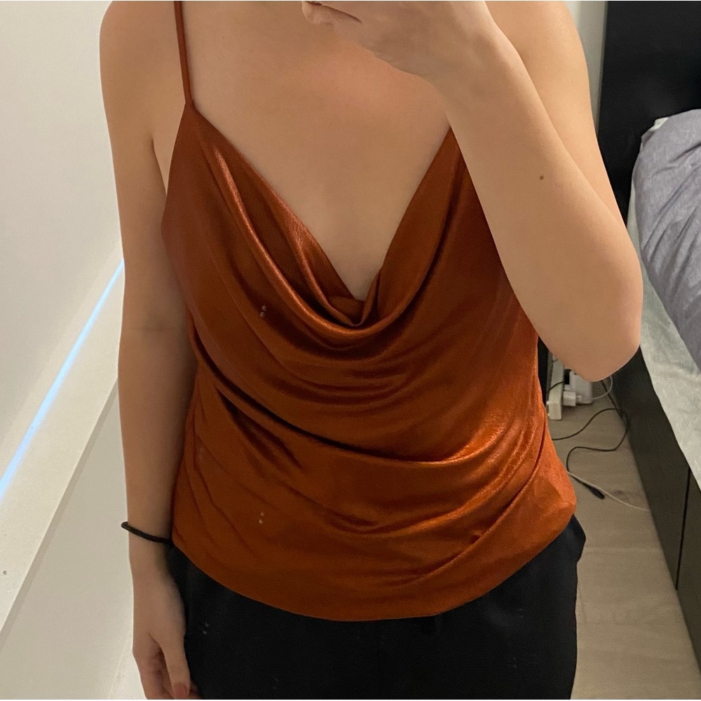 Dynamite Burnt Orange Cowl Neck Camisole Top